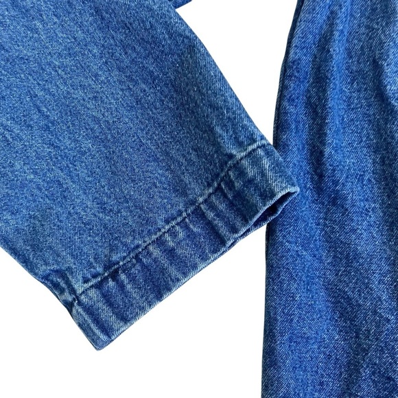 KEREN Hart Vintage 90s Floral Beaded Embellished Denim Shirt Shacket Boxy Fit S - Picture 10 of 16